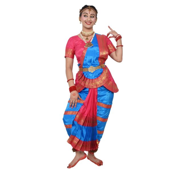 Bharatanatyam Readymade Costume Firoji And Pink Color