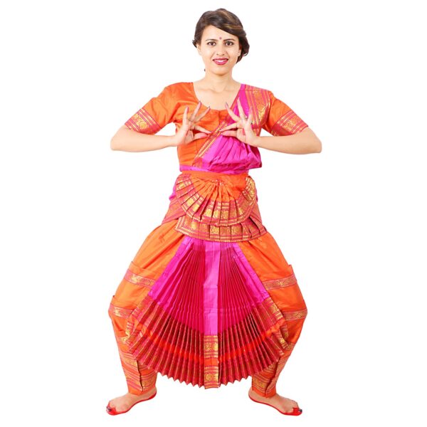 Bharatanatyam Readymade Costume Orange And Pink