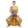 Single Fan Brocade Bharatnatyam Costume Royal Blue